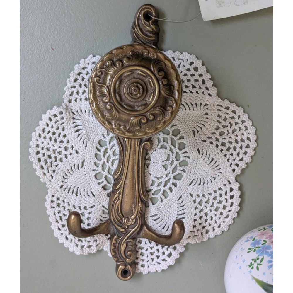 Vintage Canfloyd Brass Swivel Wall Hook Ornate Victorian Coat Hanger